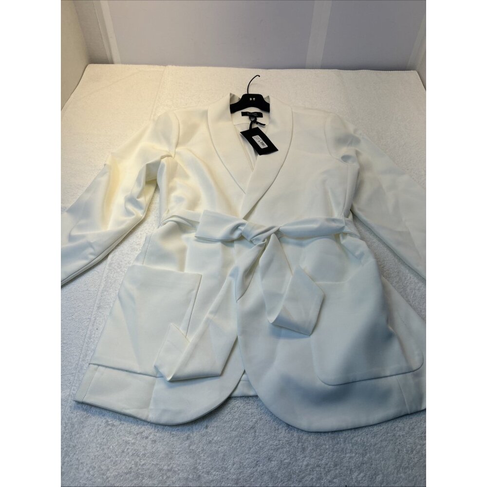 If Only Studio Wrap Jacket/Blazer Tuxedo Ivory Lined Women SZ 12 New w/Tags - Picture 5 of 8